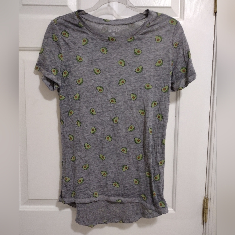Zoe + Liv Gray Avacado 🥑 Novelty Tee Small